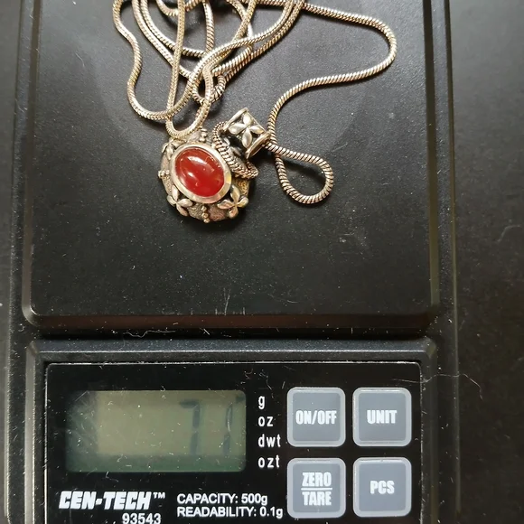 ✨️Bali Carnelian 925 SS Oxidized Pendant With 1 mm 925 Snake Chain✨️ - Picture 11 of 11